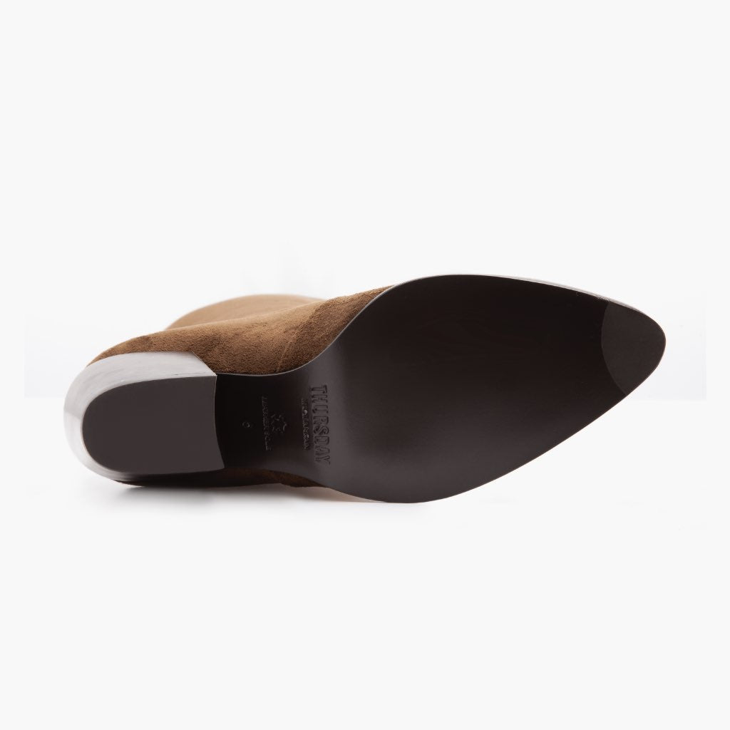 High-Traction Rubber Outsole & Lug Tread Pattern on Tempest Espresso ტყავის ჩექმები ქალის