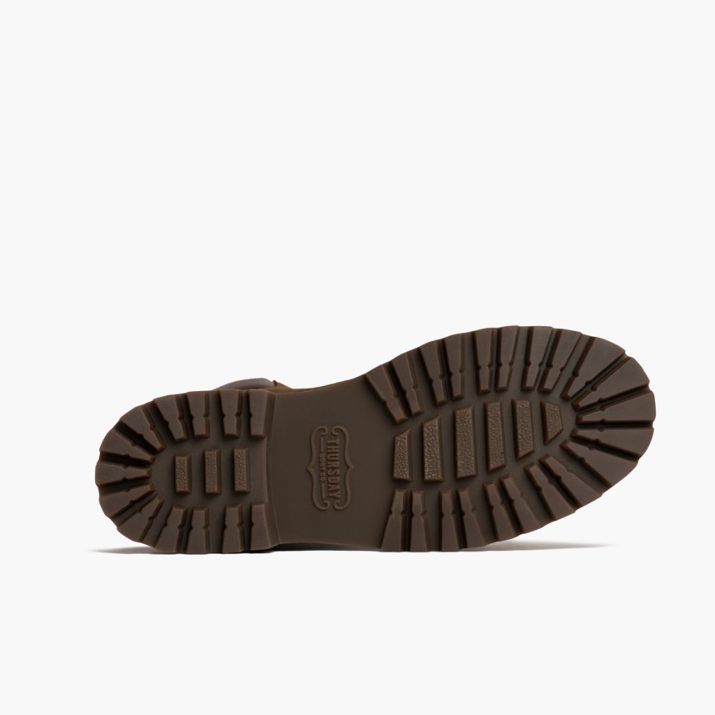 High-Traction Rubber Outsole & Lug Tread Pattern on Explorer ტანი Matte ტყავის ჩექმები ქალის