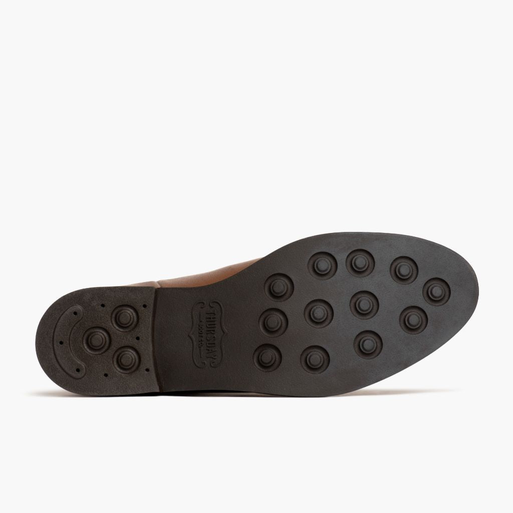 High-Traction Rubber Outsole & Lug Tread Pattern on Duchess Amber Wheat ტყავის ჩექმები ქალის