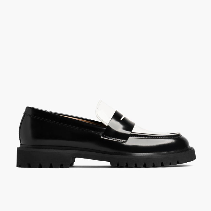 Penny შავი & White Leather Loafers ქალის