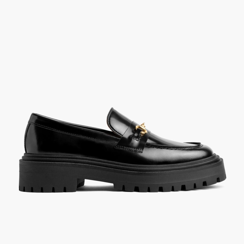 Black Full-Grain leather Loafers - Goodyear welt კონსტრუქცია და წინა ცხვირის დეტალი