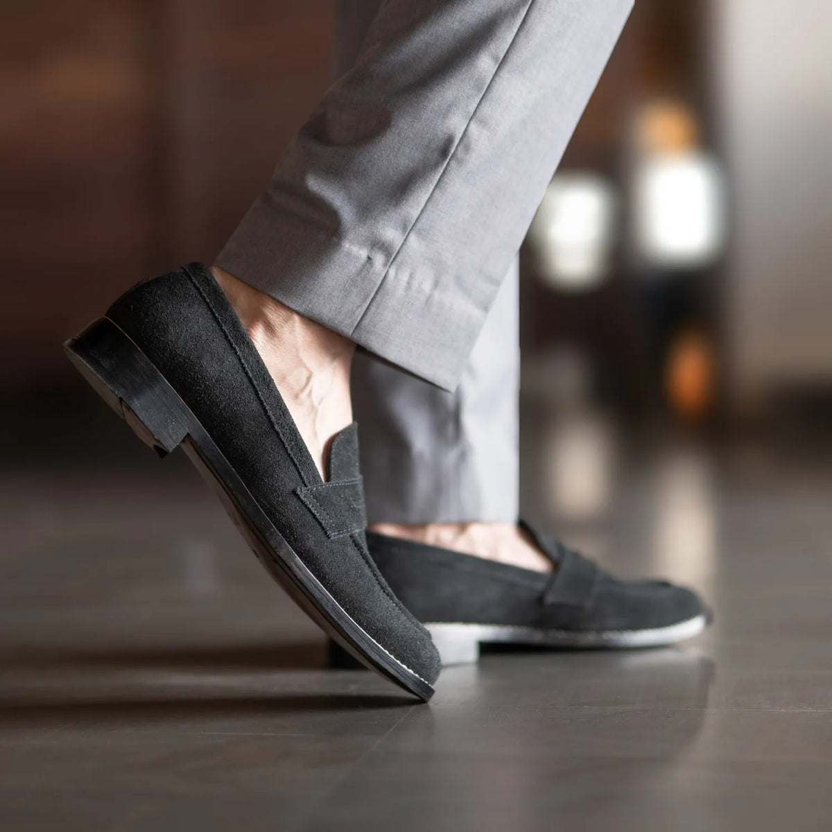 Orlaven Baxton შავი Suede ტყავის ლოფერები მამაკაცის footwear image 10
