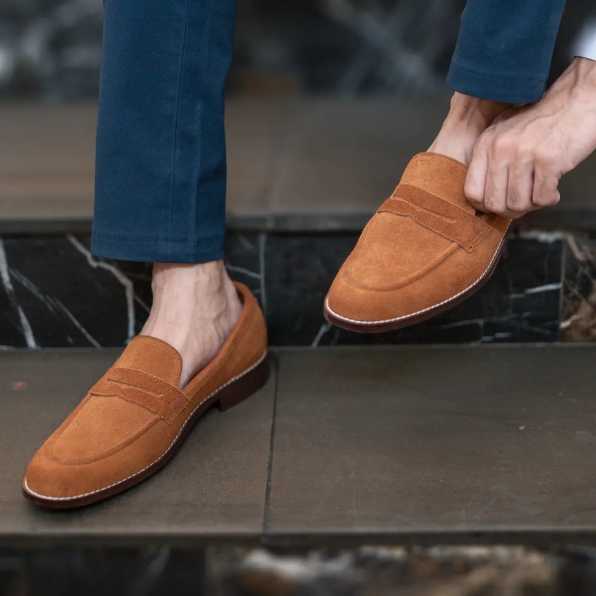 Orlaven Baxton ყავისფერი Suede ტყავის ლოფერები მამაკაცის footwear image 10
