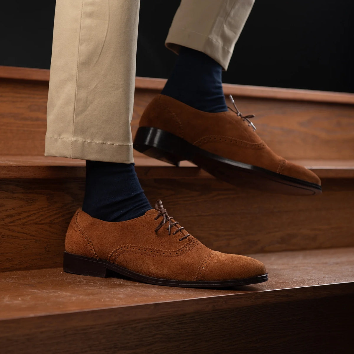 Orlaven Greyson Brogues Oxford ყავისფერი Suede ტყავის ფეხსაცმელი მამაკაცის footwear image 10