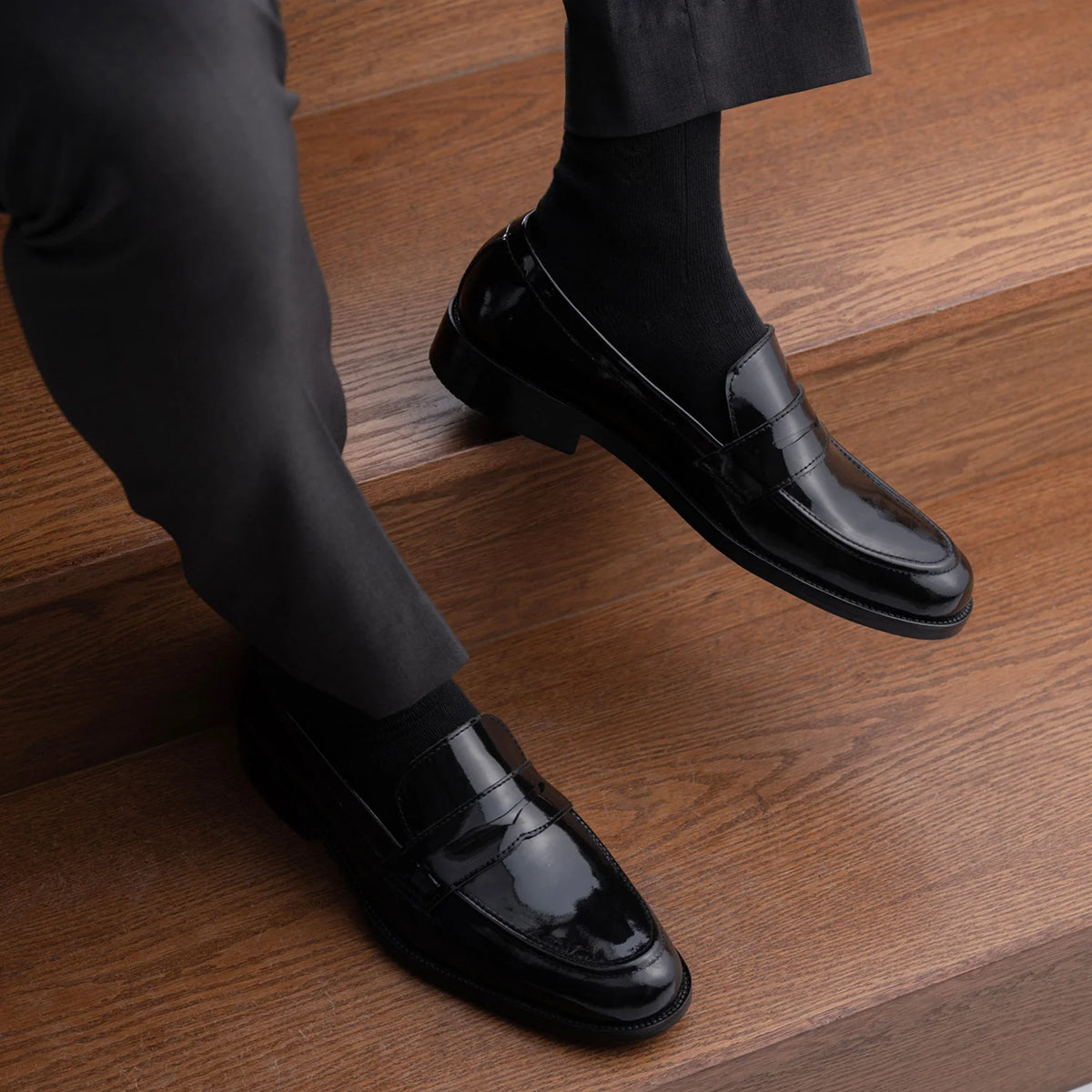 Orlaven Baxton შავი Patent ტყავის ლოფერები მამაკაცის footwear image 10