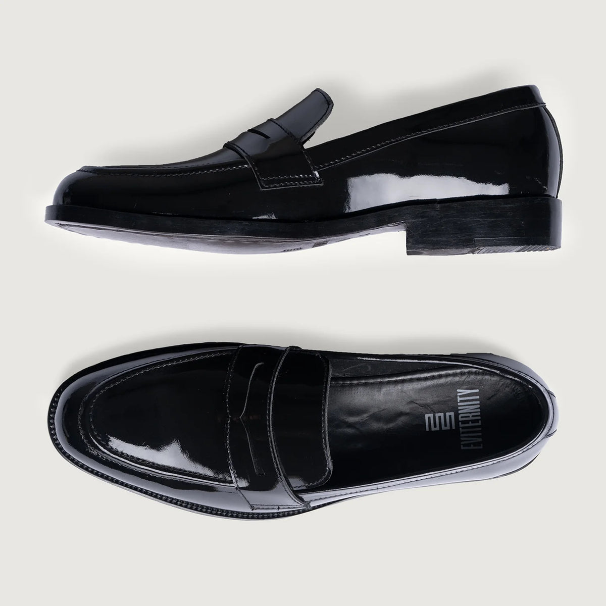 Baxton შავი Patent ტყავის ლოფერები მამაკაცის For Men - გაძლიერებული ქუსლი და ზუსტი ორმაგი ნაკერი