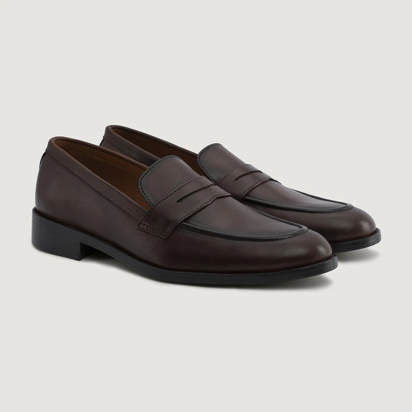 Baxton Burnished ყავისფერი Leather Loafers მამაკაცის
