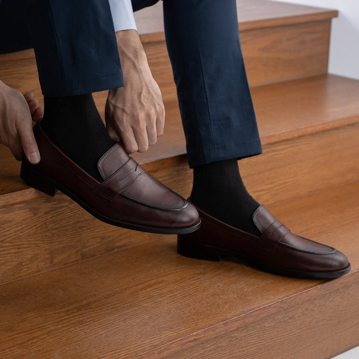 Orlaven Baxton Burnished ყავისფერი ტყავის ლოფერები მამაკაცის footwear image 10