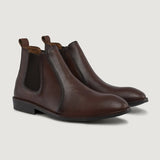 Clarkson Chelsea Brown Burnished Leather Boots StudGuard For Men in Burnished Brown Full-Grain Leather - Lateral Side Profile View | Buy Online