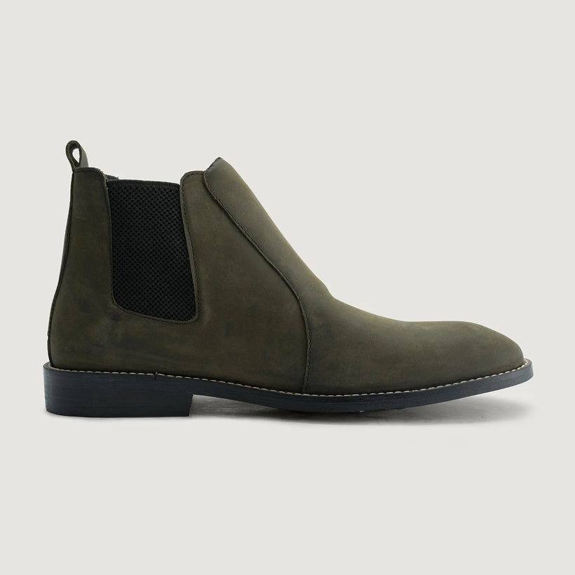 Clarkson Chelsea Olive Pullup ტყავის ჩექმები - StudGuard მამაკაცის