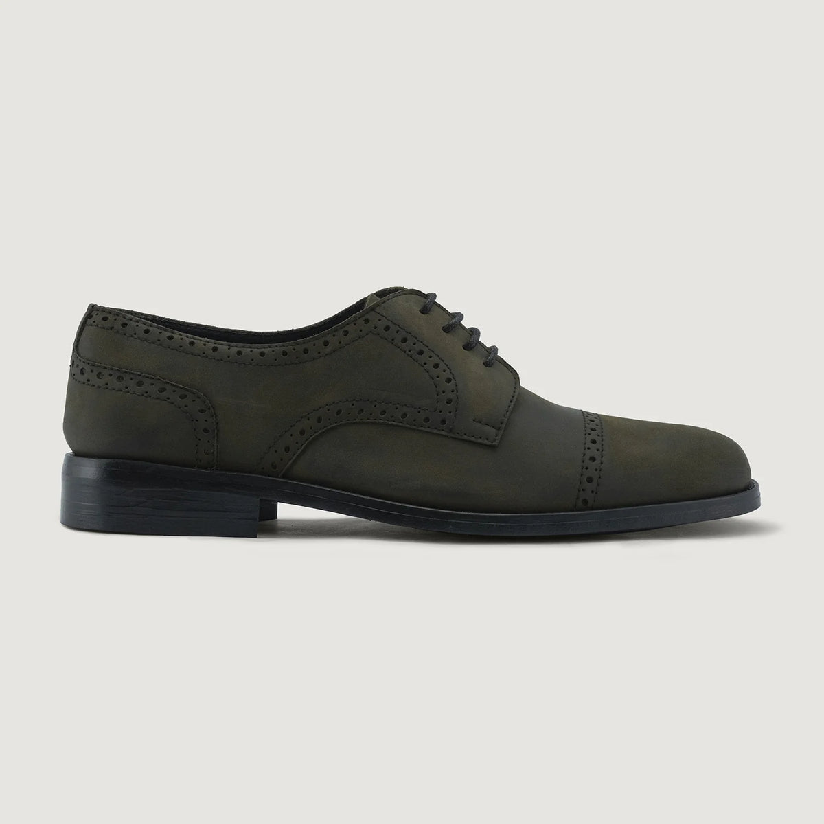 Olive Full-Grain leather Shoes - Goodyear welt კონსტრუქცია და წინა ცხვირის დეტალი