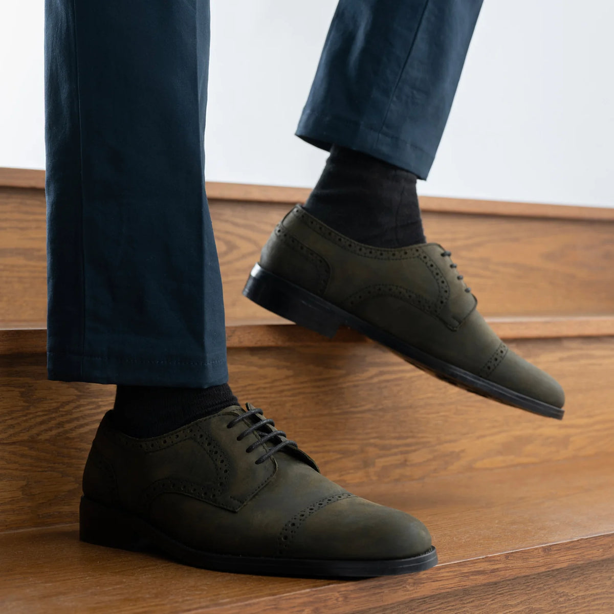 Orlaven Dirk Brogues Derby Olive Oil Pullup ტყავის ფეხსაცმელი - StudGuard მამაკაცის footwear image 9