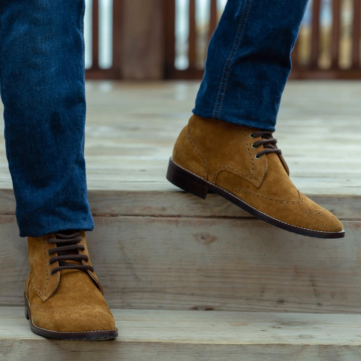 Orlaven Duster Brogues Derby ყავისფერი Suede ტყავის ჩექმები - StudGuard მამაკაცის footwear image 9
