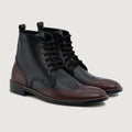 Duster Brogues Derby ბორდოსფერი შავი ტყავის ჩექმები - StudGuard მამაკაცის