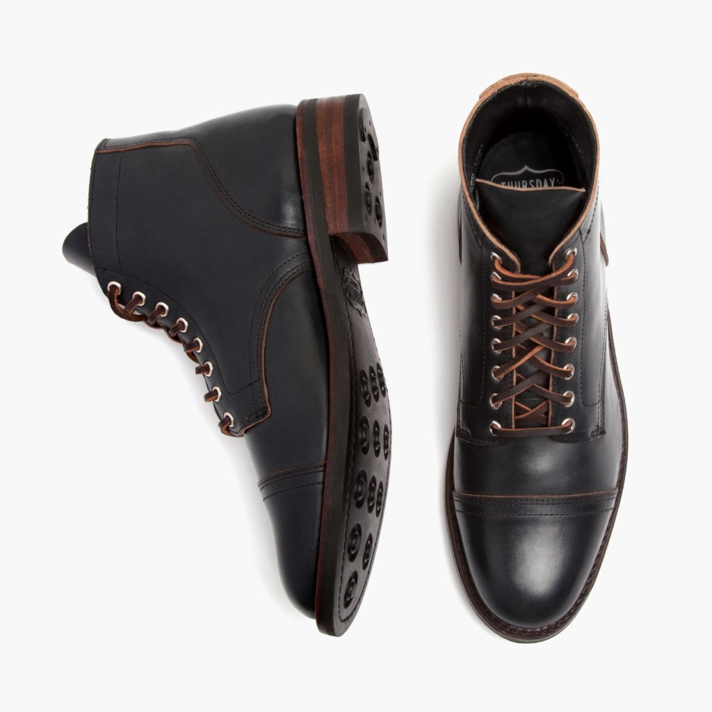 High-Traction Rubber Outsole & Lug Tread Pattern on Vanguard Indigo ტყავის ჩექმები მამაკაცის For Men