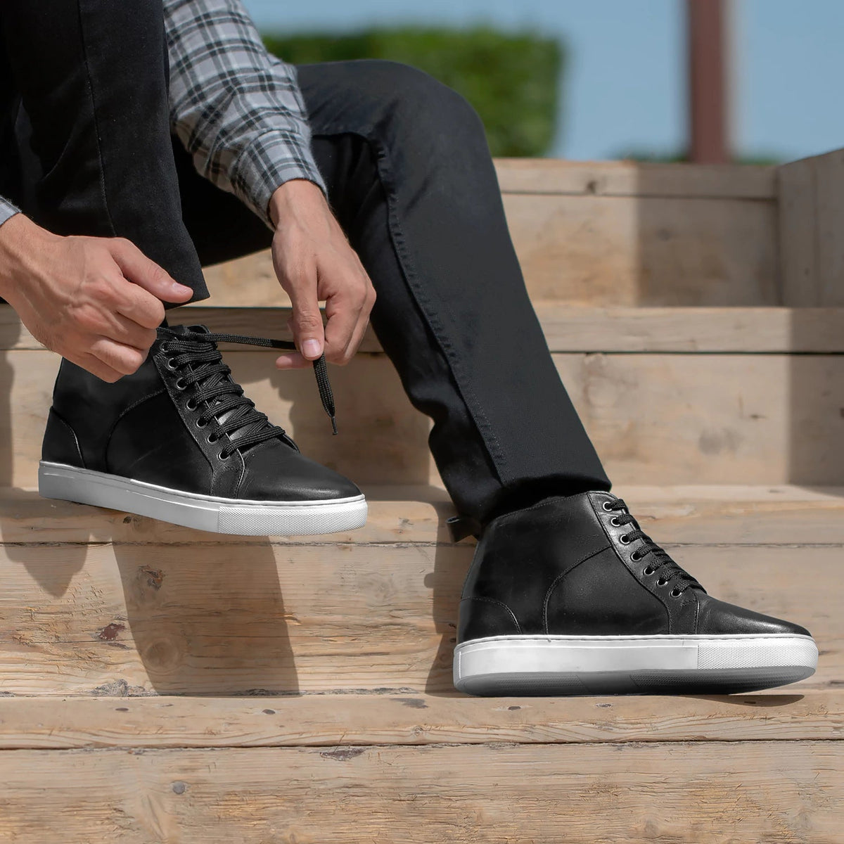 Orlaven Marty High Top შავი ტყავის კედები მამაკაცის footwear image 10