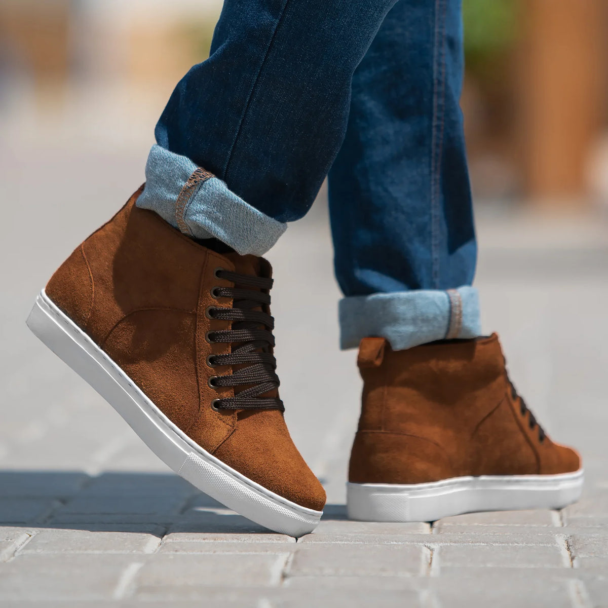 Marty High Top ყავისფერი Suede ტყავის კედები მამაკაცის - გაძლიერებული ქუსლი და ზუსტი ორმაგი ნაკერი
