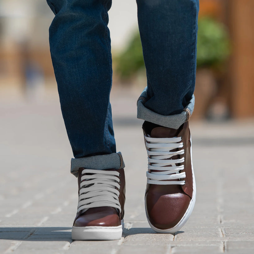 Marty High Top ბორდოსფერი ტყავის კედები მამაკაცის