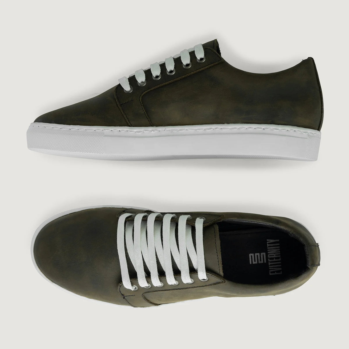 High-Traction Rubber Outsole & Lug Tread Pattern on Murphy Low Top Olive Pullup ტყავის კედები მამაკაცის For Men