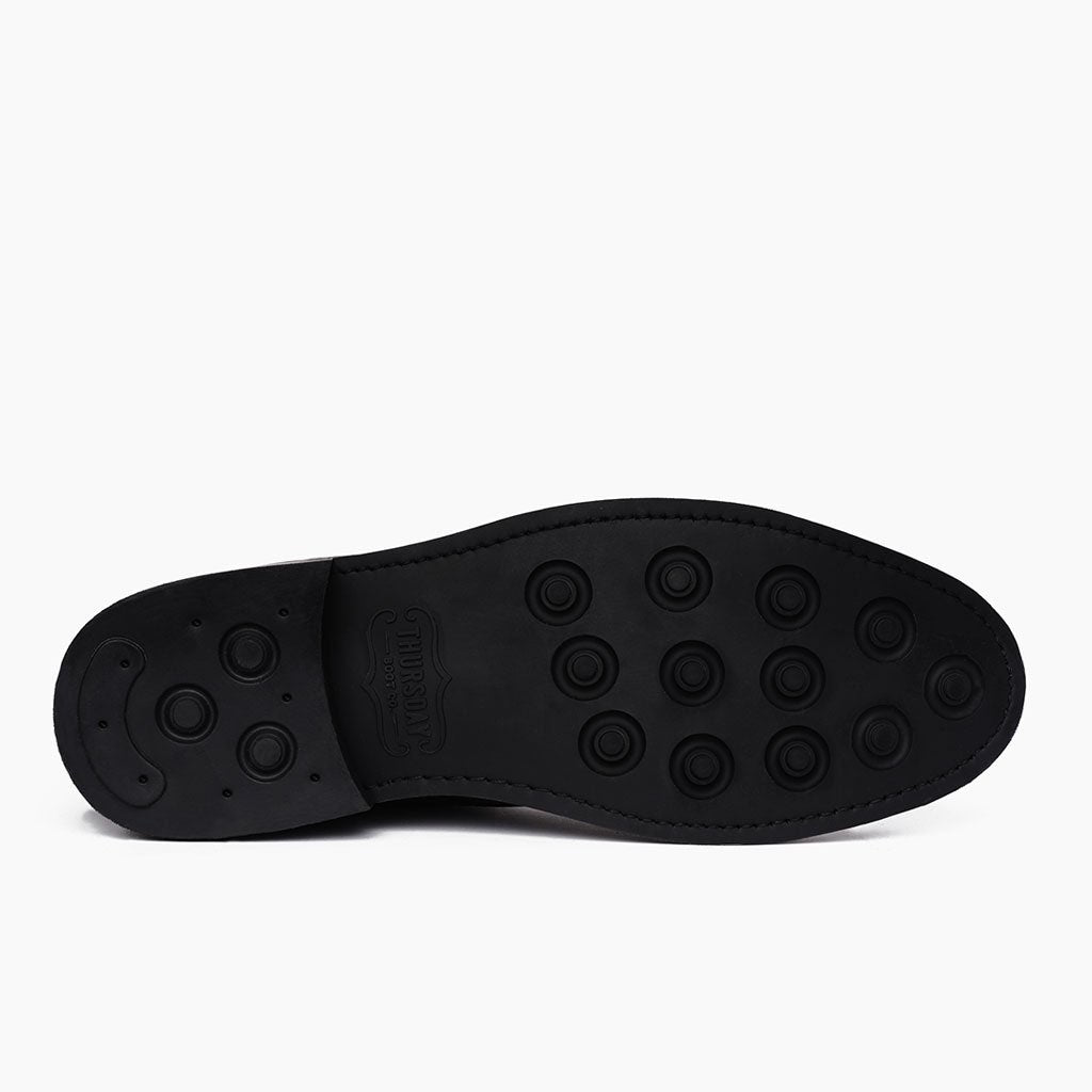 High-Traction Rubber Outsole & Lug Tread Pattern on Captain შავი Matte ტყავის ჩექმები მამაკაცის