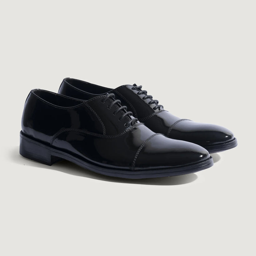 Professor Oxford შავი Patent Leather Shoes მამაკაცის