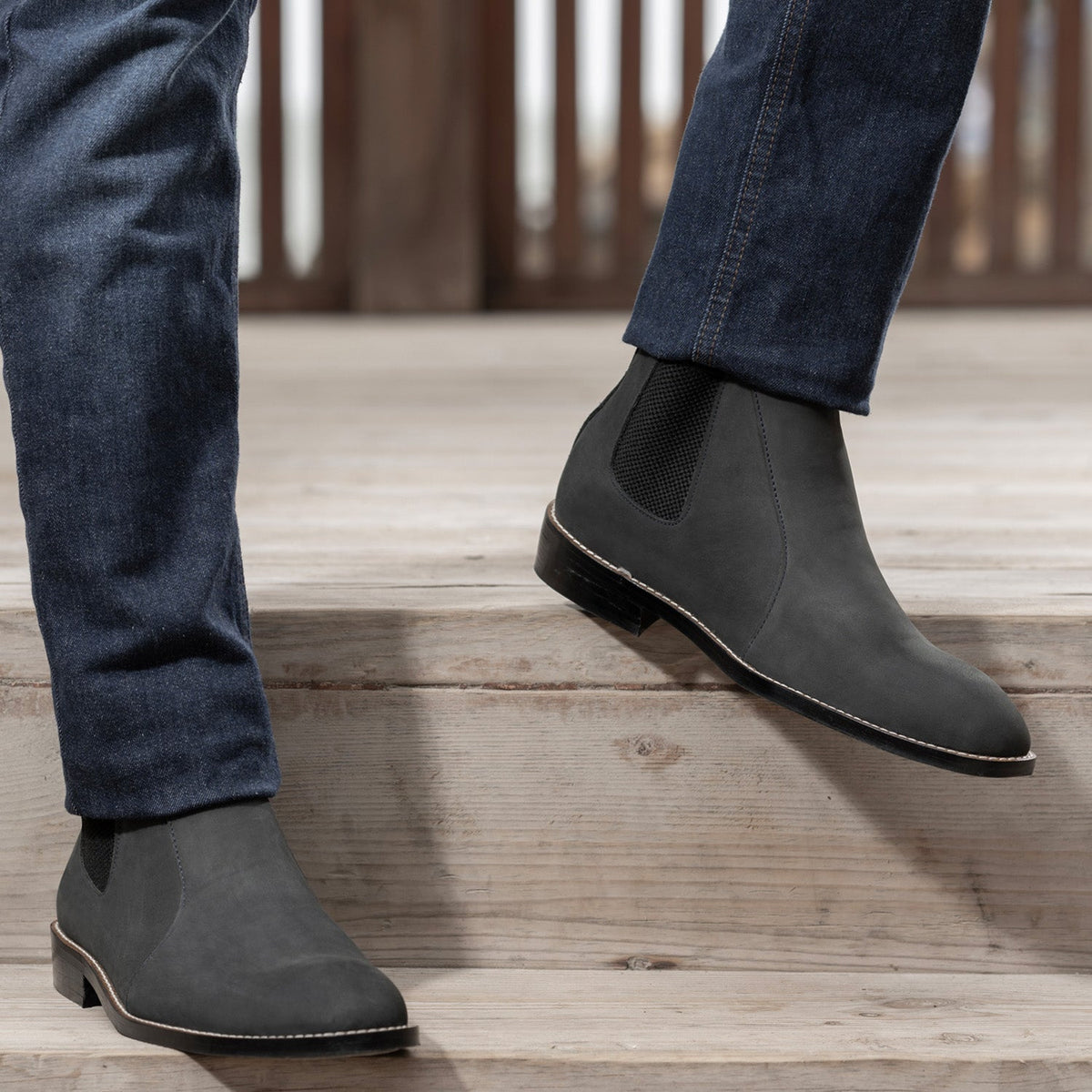 Orlaven Clarkson Chelsea Grey Nubuck ტყავის ჩექმები - StudGuard მამაკაცის footwear image 9