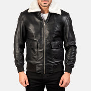 
ახლო ხედი of Shirt with Removable Fur & Zipper Hardware on Airin G-1 Black & White Leather Bomber Jacket