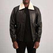 
Airin G-1 ყავისფერი & Cream ტყავის ბომბერი მამაკაცის in Brown Sheepskin Leather - წინა ხედი და მორგებული სილუეტი | შეიძინეთ ონლაინ