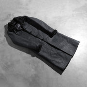 
Open Hem & Hem Craftsmanship Construction Detail on Alina Shearling შავი ტყავის პალტო ქალის