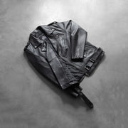 
დაბოლოების ოსტატური დამუშავება Allaric Alley Black Leather Biker Jacket