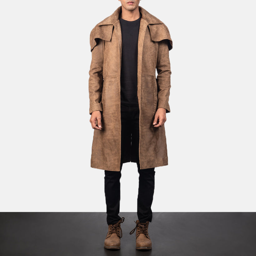 Army ყავისფერი Leather Duster მამაკაცის