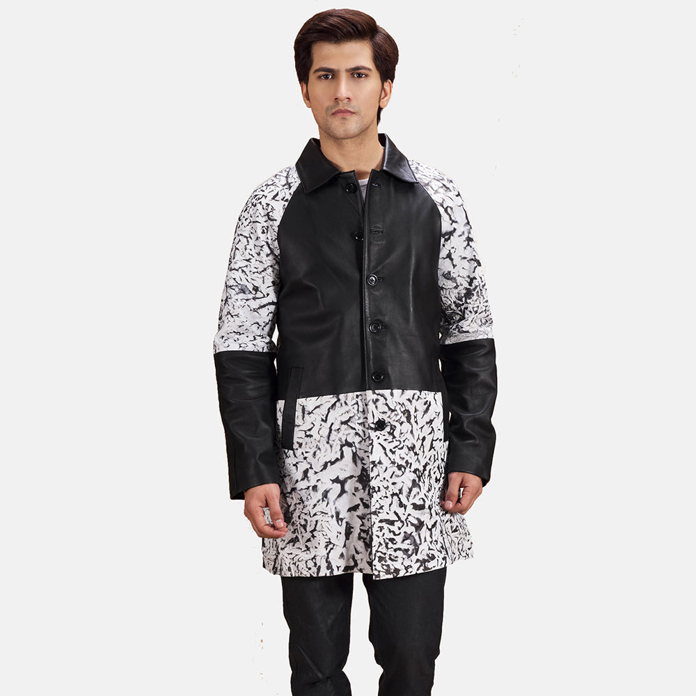 
Artistry შავი Dye ტყავის პალტო მამაკაცის in Black & White Sheepskin Dip &Amp; Dye - წინა ხედი და მორგებული სილუეტი | შეიძინეთ ონლაინ