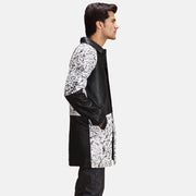 
Black & White Sheepskin Dip &Amp; Dye Leather Coat - უკანა ხედი გამოკვეთილი მხრებით და სუფთა დაბოლოებით