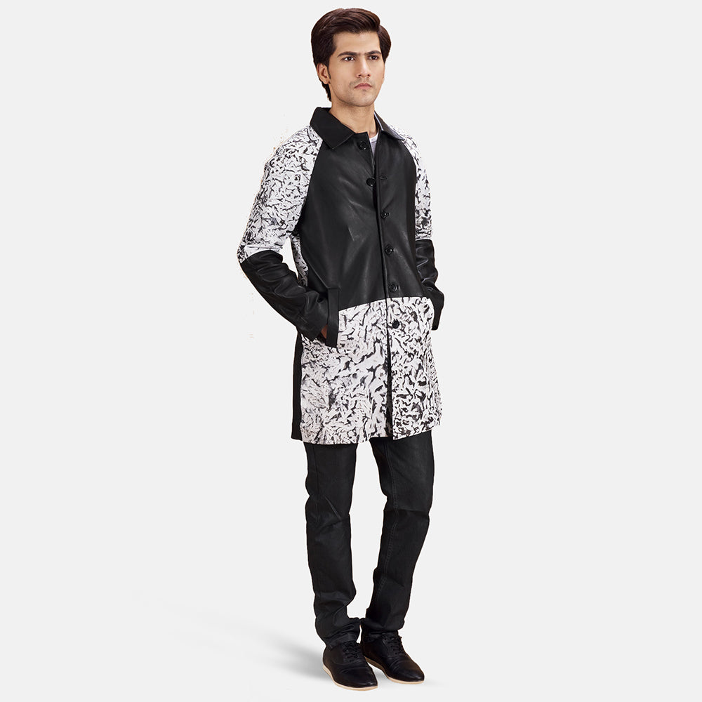 
Artistry შავი Dye ტყავის პალტო მამაკაცის - გვერდითი პროფილი ერგონომიული სახელოს ჭრით