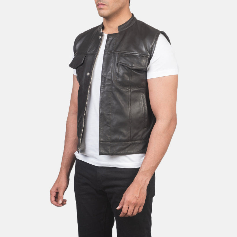 Atlas Moto ყავისფერი Leather Vest მამაკაცის