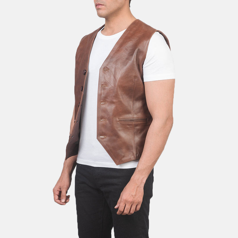 Auden ყავისფერი Leather Vest მამაკაცის