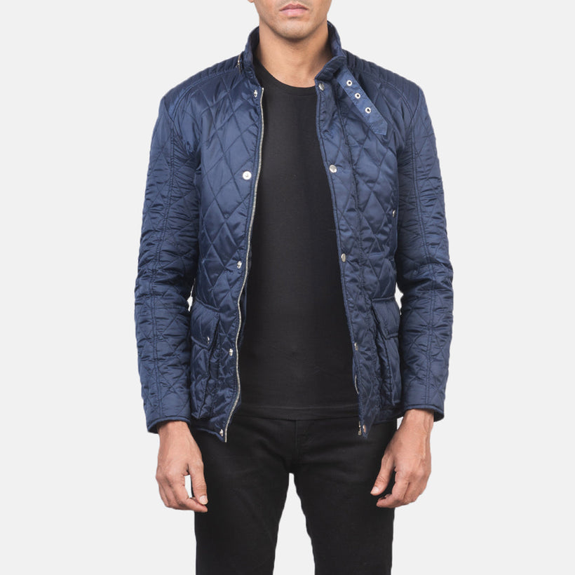 Barry Quilted Blue Windbreaker ტყავის ქურთუკი მამაკაცის