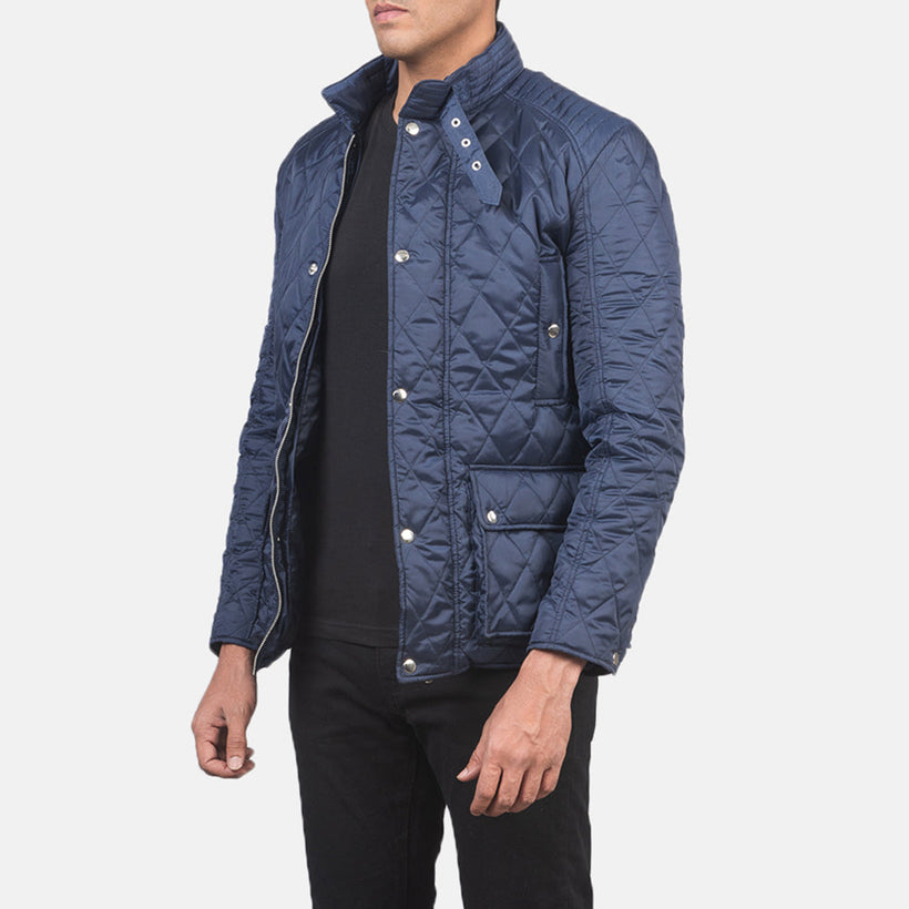 Barry Quilted Blue Windbreaker ტყავის ქურთუკი მამაკაცის