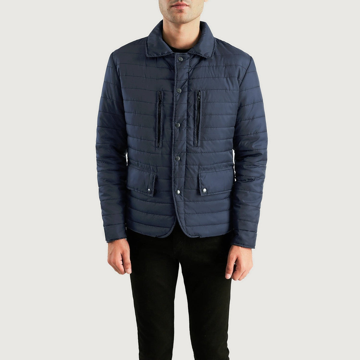 
Bo Quilt Windbreaker ტყავის ქურთუკი მამაკაცის - გვერდითი პროფილი ერგონომიული სახელოს ჭრით