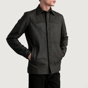 
Bronco Tumbled ყავისფერი Leather Shirt მამაკაცის - გვერდითი პროფილი ერგონომიული სახელოს ჭრით
