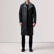
Distressed Black Sheepskin Snuffed Aviator Jacket - უკანა ხედი გამოკვეთილი მხრებით და სუფთა დაბოლოებით