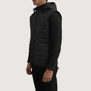 
Black Full-Grain leather Vest - უკანა ხედი გამოკვეთილი მხრებით და სუფთა დაბოლოებით