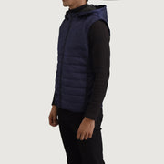 
Blue Full-Grain leather Vest - უკანა ხედი გამოკვეთილი მხრებით და სუფთა დაბოლოებით