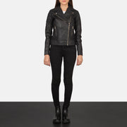 
Carolyn Quilted Black Biker Jacket - გვერდითი პროფილი ერგონომიული სახელოს ჭრით