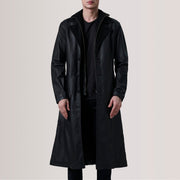 
Charlton შავი Leather Single Breasted ტყავის პალტო მამაკაცის For Men in Black Sheepskin Leather - წინა ხედი და მორგებული სილუეტი | შეიძინეთ ონლაინ