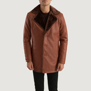 
Cinnamon ყავისფერი Leather Fur ტყავის პალტო მამაკაცის in Brown Sheepskin Burnishing - წინა ხედი და მორგებული სილუეტი | შეიძინეთ ონლაინ