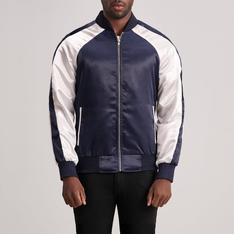 Clarke ლურჯი Varsity ტყავის ქურთუკი მამაკაცის