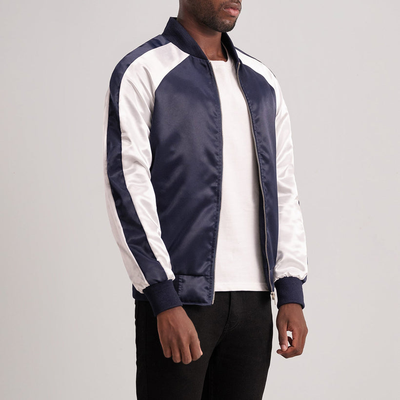 Clarke ლურჯი Varsity ტყავის ქურთუკი მამაკაცის