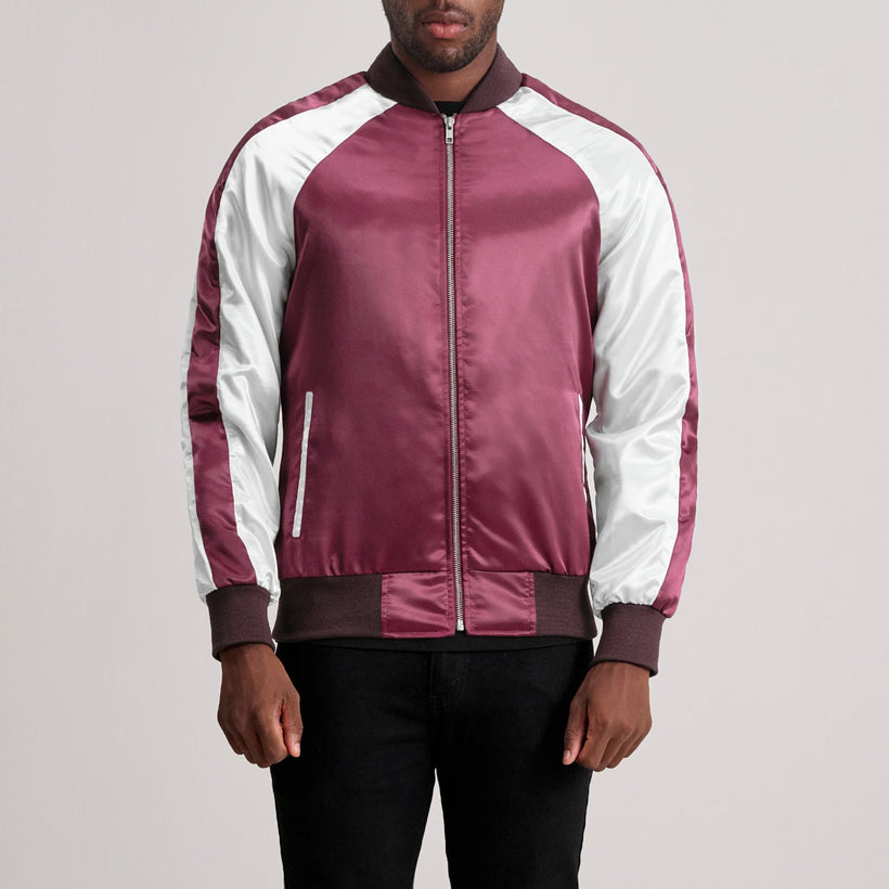 Clarke ბორდოსფერი Varsity ტყავის ქურთუკი მამაკაცის