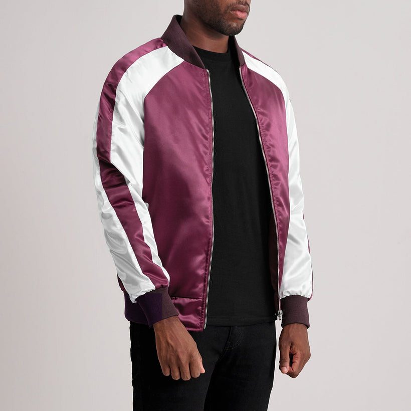 Clarke ბორდოსფერი Varsity ტყავის ქურთუკი მამაკაცის